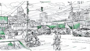 Dessin représentant la circulation urbaine