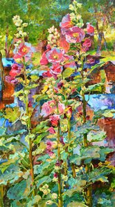 Un jardin de roses trémières aux couleurs éclatantes - Andrii Kutsachenko