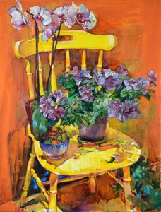 Fleurs de la chaise jaune - Andrii Kutsachenko