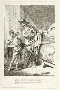 Minerva enseignant à un jeune artiste, illustration pour le Catalogue historique du Cabinet par Mariette