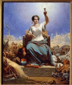 La France illuminant le monde. Allégorie. Peinture de Janet Lange (1815 - 1872)