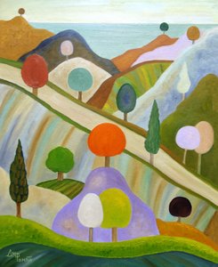 Paysage coloré et fantaisiste
