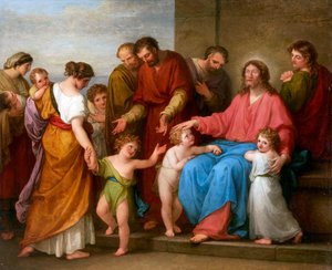 Jésus-Christ bénissant les enfants (laissez venir à moi les petits enfants) - Angelica Kauffmann