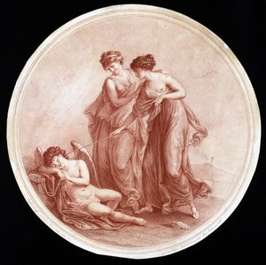 Les Grâces éveillant Cupidon, gravé par William Wynne Ryland, 1776 - Angelica after Kauffmann