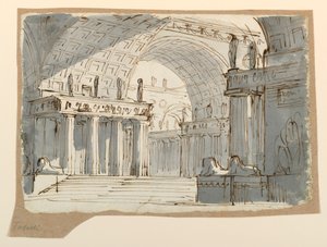 Décor de scène, bâtiment classique voûté - Angelo Toselli