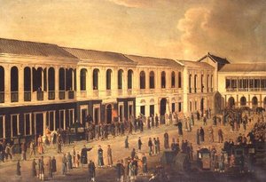 Vue des Hongs sur le front de mer à Canton, c.1825