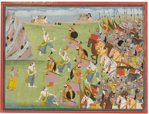 Une peinture du Mahabharata : Balabhadra combattant Jarasandha, Kangra ou Garhwal, vers 1810-20 - Anglo Indian School