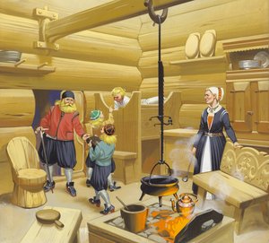 Maison norvégienne du 17e siècle (gouache sur papier) - Angus McBride
