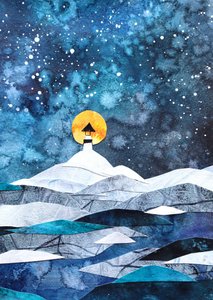 Un phare hivernal au clair de lune