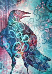 Corbeau abstrait aux couleurs vives - Ania Witwitzka
