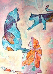 Chats floraux fantaisistes - Ania Witwitzka