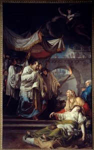 Borromée communiquant avec les pestiférés. Saint Charles Borromée (Carlo Borromeo) - Anicet Charles Gabriel Lemonnier