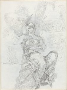 Ange assis dans un paysage [recto] - Anicet Charles Gabriel Lemonnier