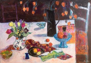 Nature morte de cuisine avec lanternes chinoises, 2019 - Ann Oram