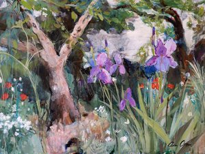 Jardin méditerranéen avec iris, 2019 - Ann Oram