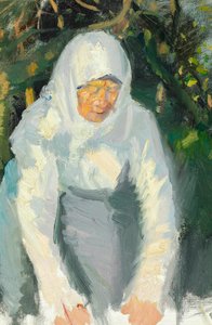 Femme de Skagen avec un foulard blanc. - Anna Ancher