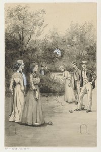 Hommes et femmes jouant au croquet - Anna Maria Kruijff