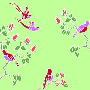 Oiseaux en fleurs