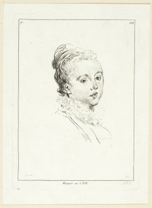 Tête de femme (tournée vers la gauche) - Anne Claude Philippe Caylus