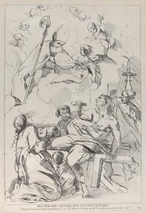 Malades appelant un évêque saint, qui apparaît en haut à gauche, 1729-40 - Anne Claude Philippe de Caylus