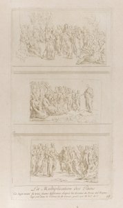 Trois études séparées pour les miracles des pains, montrant le Christ debout - Anne Claude Philippe de Caylus