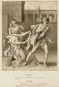 Phèdre, ayant déclaré sa passion, tente de se suicider avec l