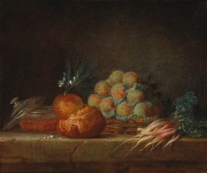 Nature morte avec brioche, fruits et légumes, 1775