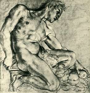 Un Ignudo assis avec une guirlande, 1598-1599, 1943 - Annibale Carracci