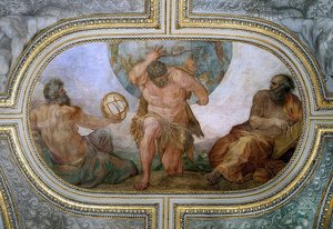 Hercule porte la voûte céleste pour Atlas (Fresque dans le Camerino)