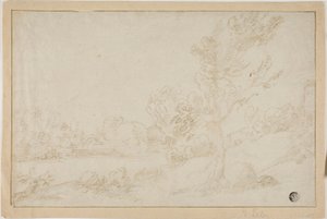 Paysage avec rive de rivière - Annibale Carracci