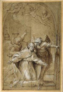 Saint Grégoire assisté par des anges priant pour les âmes au Purgatoire - Annibale Carracci