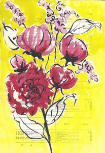 Rose, floral, jaune - Annick