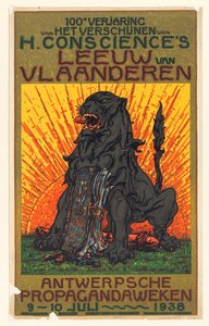 Affiche pour le centenaire de la publication de Le Lion des Flandres par Henri Conscience