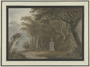 Paysage forestier avec monument pour Salomon Gessner - Anonymous
