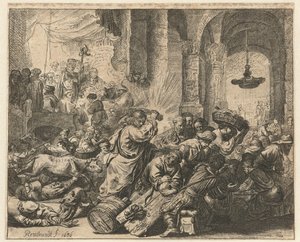Christ chassant les marchands du temple - Anonymous