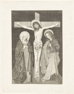 Christ en croix, avec Marie et Jean de chaque côté - Anonymous