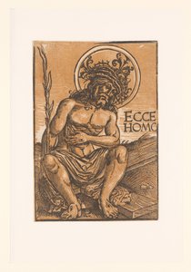 Christ en homme de douleurs, assis sur la croix - Anonymous