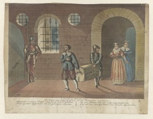 La caisse de livres dans laquelle Hugo de Groot est caché, est portée au canot à Slot Loevestein, 1621