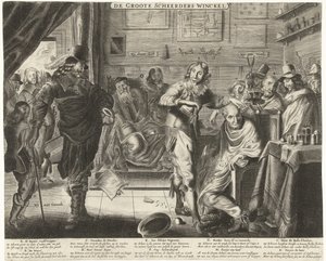 Le paysan dans la grande boutique de barbiers, vers 1650 - Anonymous