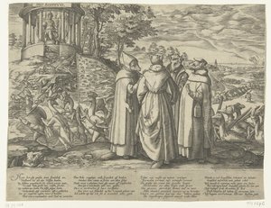 Les oies chassent les renards, vers 1572