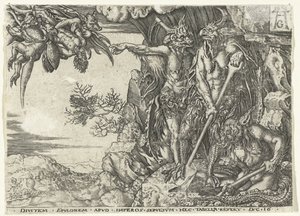 Le riche homme conduit en enfer par des démons (Parabole de Lazare et du riche) - Anonymous