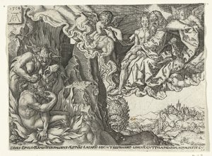 Le riche en enfer voit Abraham avec Lazare - Anonymous