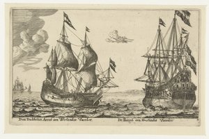Les navires De Parel et De Dubbele Arend Den Dubbelen Arent un navire des Indes occidentales, De Paerrel un navire des Indes orientales (titre sur l