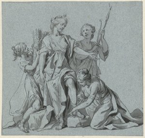 Diane équipée pour la chasse par ses nymphes - Anonymous