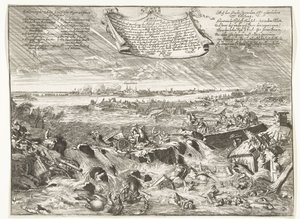 Rupture de la digue à Coevorden, 1673 (Abbildung wie und was gestalt die, auf verordnung des Bischofs von Münster ...) - Anonymous