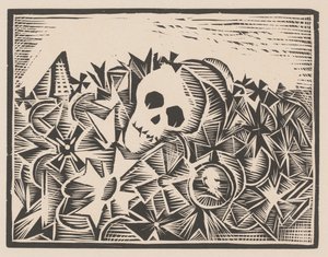 Crâne entre croix de guerre (Contre la guerre et le fascisme)
