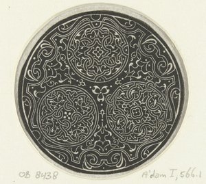 Trois médaillons avec des mauresques (Mauresques blanches sur fond noir) - Anonymous