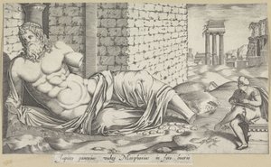 Un dessinateur près de la statue du Tibre (Marforio) - Anonymous