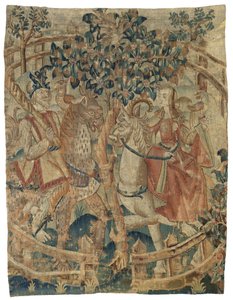 Un homme sauvage et une femme sauvage dans un jardin clos (fragment) - Anonymous