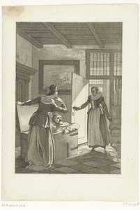 Elsje van Houweningen surprend Hugo de Groot dans le coffre à livres, 1621 - Anonymous